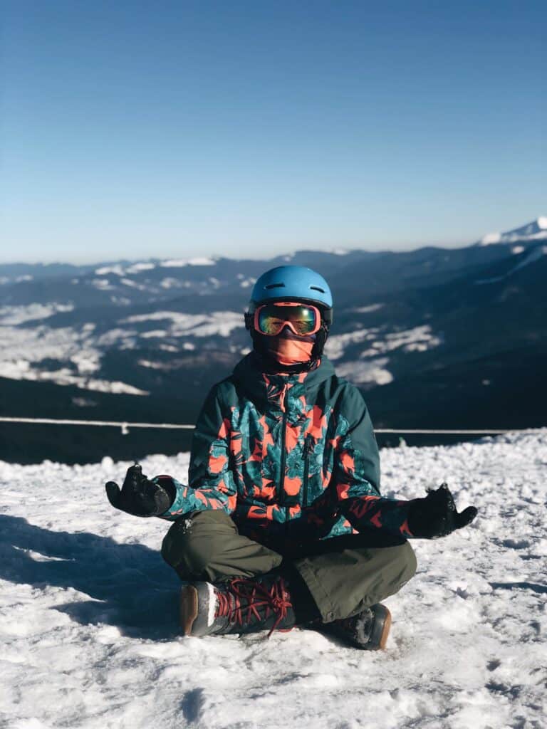 snowboarder meditating