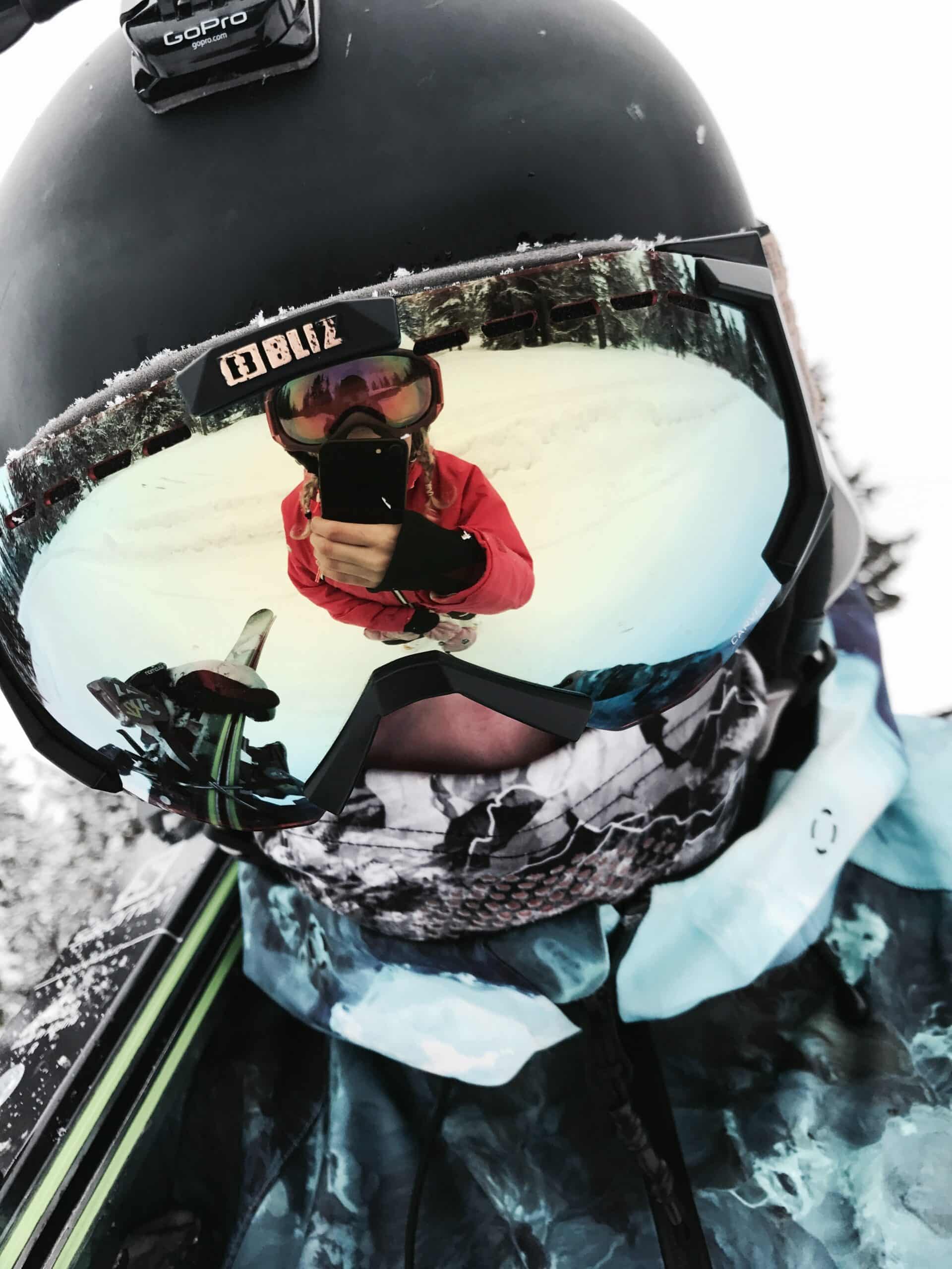 skiier in balaclava or ski mask