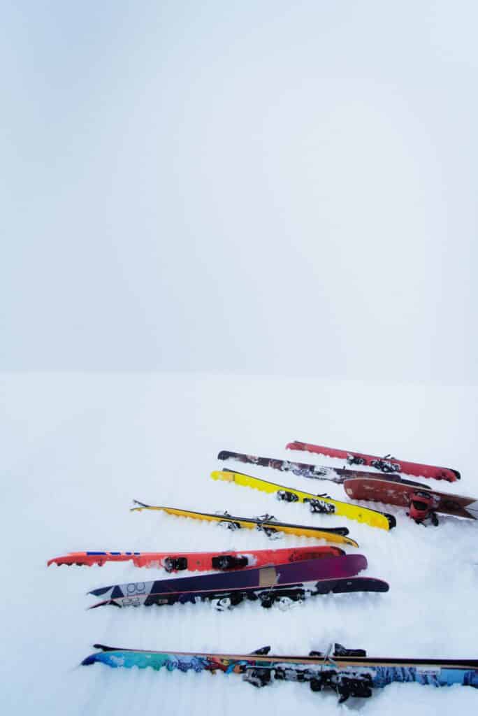 skis with alternative ski wax on them